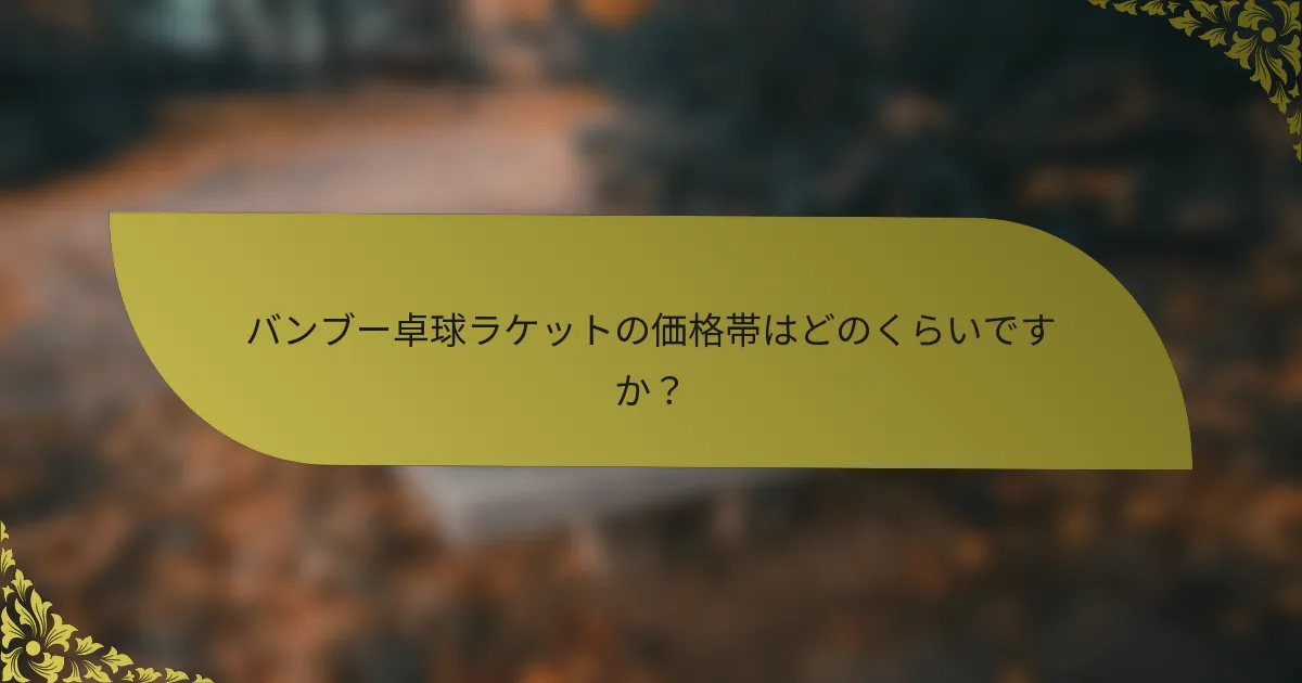 バンブー卓球ラケットの価格帯はどのくらいですか？