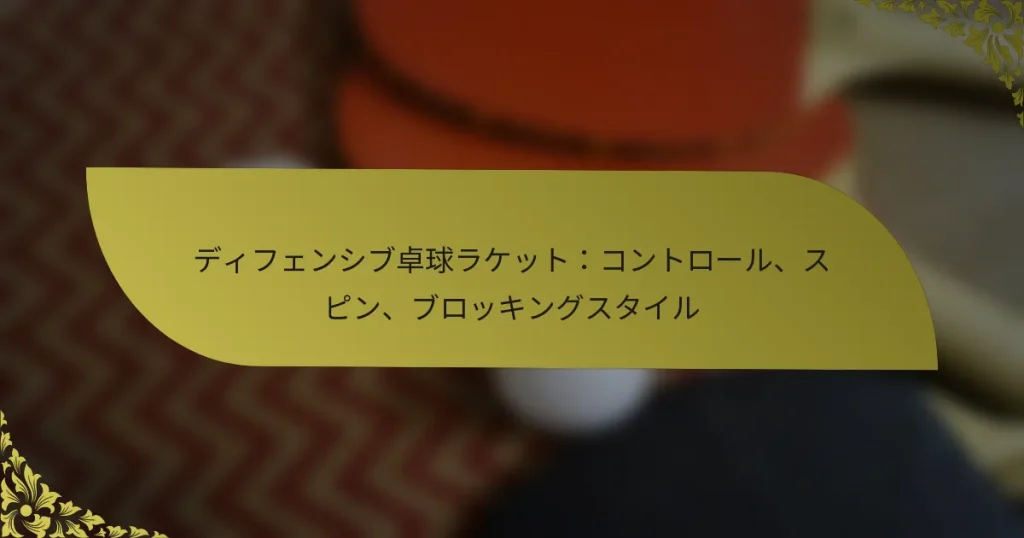 ディフェンシブ卓球ラケット：コントロール、スピン、ブロッキングスタイル