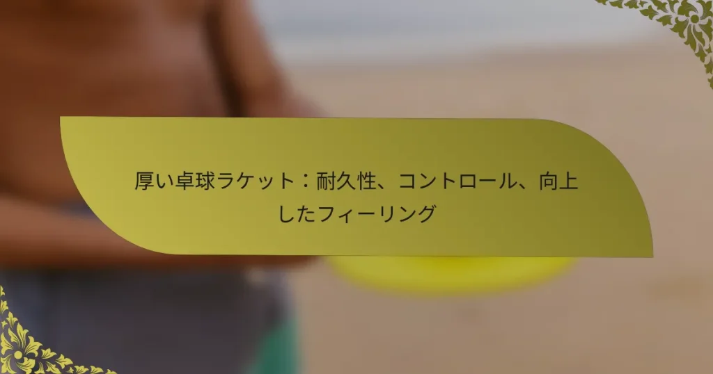 厚い卓球ラケット：耐久性、コントロール、向上したフィーリング