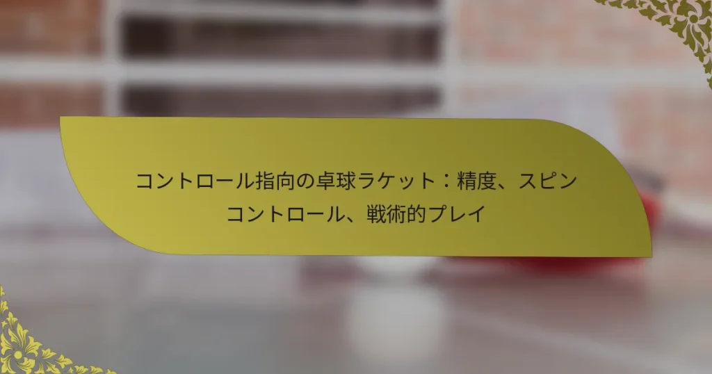 コントロール指向の卓球ラケット：精度、スピンコントロール、戦術的プレイ