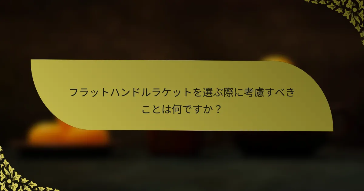 フラットハンドルラケットを選ぶ際に考慮すべきことは何ですか？
