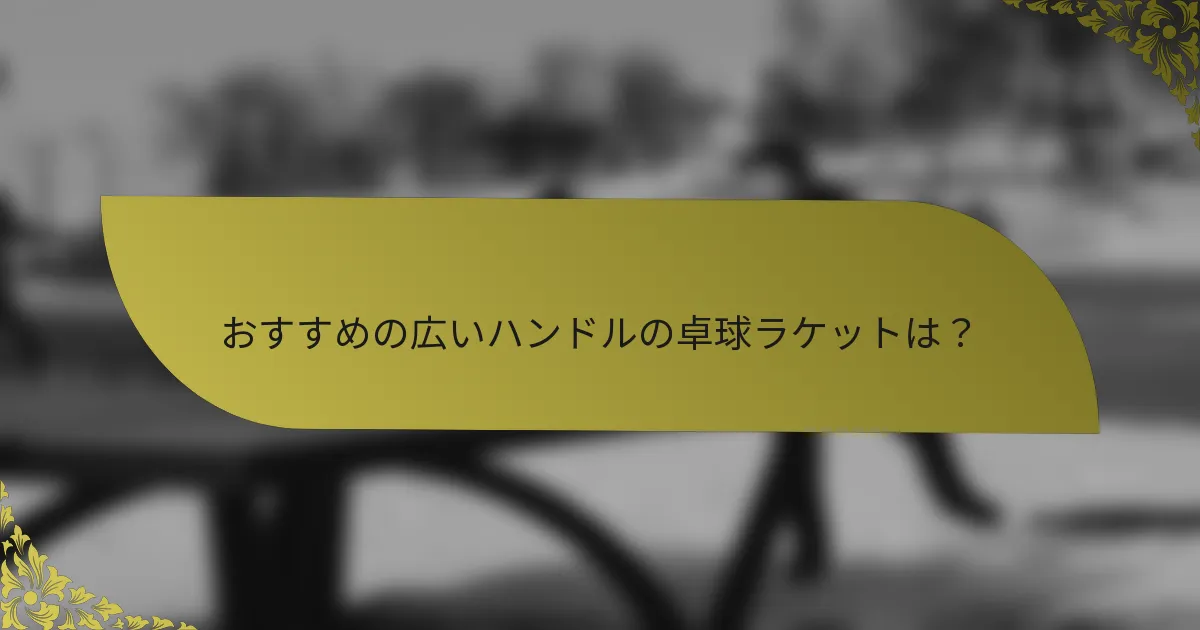 おすすめの広いハンドルの卓球ラケットは？