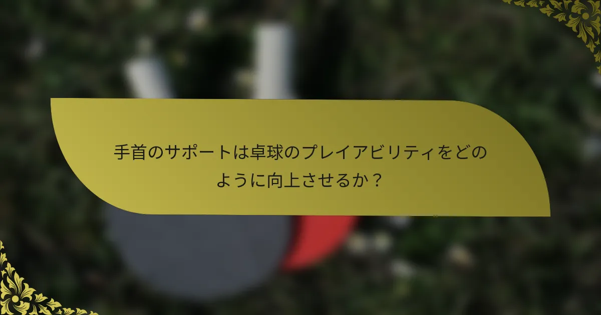 手首のサポートは卓球のプレイアビリティをどのように向上させるか？