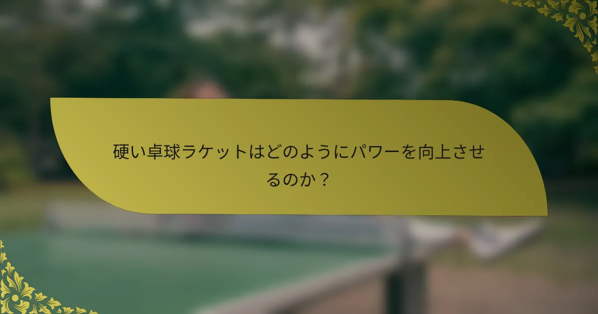 硬い卓球ラケットはどのようにパワーを向上させるのか？